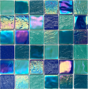 Blue Crystal Iridescent Glass Mosaic Floor Tiles Bathroom Tiles Swimming Pool Mosaic glass