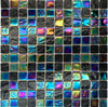 Iridescent Black And Rainbow Color Crystal Glass Mosaic Tile for Swimming Pool 