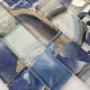 Luxury Marble Look 2*4inches Subway Mixed Blue Color Glass Tile 