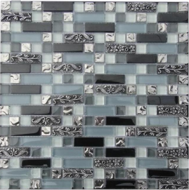 3D Polished Irregular Stainless Steel Metal Mosaic Bathroom Kitchen Waterproof Glass Mosaic Tiles