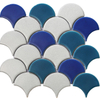 Blue And White Fan Shape Fishscale Porcelain Swimming Pool Mosaic Tiles