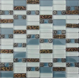 3D Polished Irregular Stainless Steel Metal Mosaic Bathroom Kitchen Waterproof Glass Mosaic Tiles