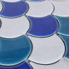 Blue And White Fan Shape Fishscale Porcelain Swimming Pool Mosaic Tiles