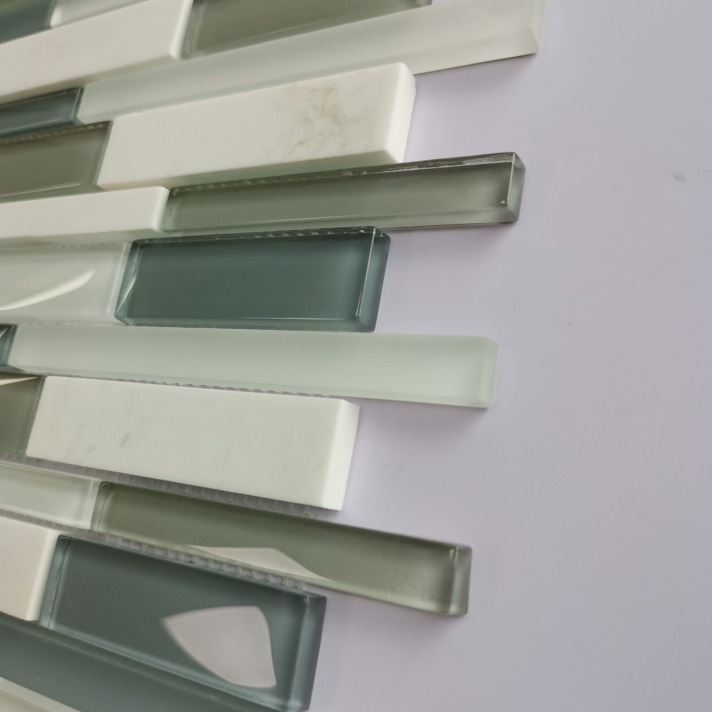 Long Strip Mixed Size Color Crystal Glass Mosaic Tile