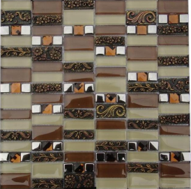 3D Polished Irregular Stainless Steel Metal Mosaic Bathroom Kitchen Waterproof Glass Mosaic Tiles