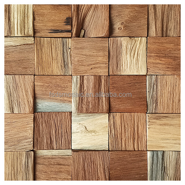 3D Walnut Wood Panels Wall Mosaic Wall Decor Interior Background Mosaics Antique Wooden Tile