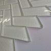 Bright White Herringbone Kitchen Backsplash Crystal Glass Mosaic Tiles