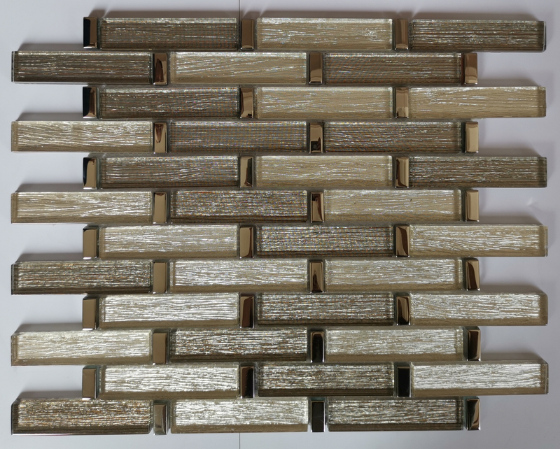 Silver Color Gold Color Glass Silk Film Mixed Materail Glass Mosaic Tiles