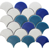 Blue And White Fan Shape Fishscale Porcelain Swimming Pool Mosaic Tiles