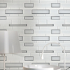 America Style White Strips Mixed Kitchen Bathroom Backsplash Wall Glass Mosaics