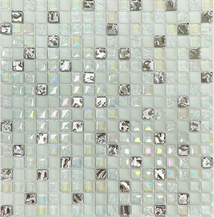 Mini Square Shape Mosaic Glass Sheets Crystal Ice Crackle Glass Mosaic Tiles