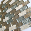 Small Chip Size 1*2 Inch Gold Foil in Silvery Color Mixed Beige Color Marble Glass Mosaic Tiles