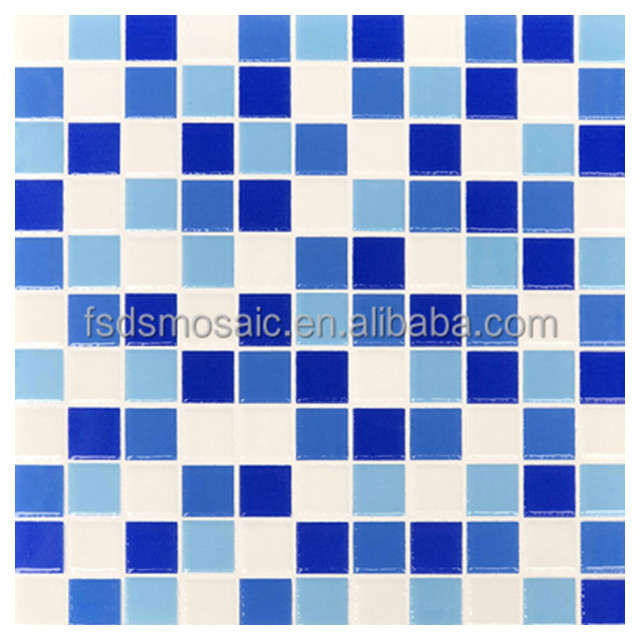 Blue Crystal Glass Mosaic Floor Tiles Bathroom Tiles Swimming Pool Mosaic Glass 