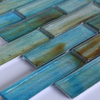 Emerald Green Color Cloudy Bathroom Backsplash Strip Glass Mosaic Tiles