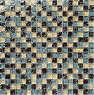 Mini Square Shape Mosaic Glass Sheets Crystal Ice Crackle Glass Mosaic Tiles