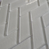 Bright White Herringbone Kitchen Backsplash Crystal Glass Mosaic Tiles