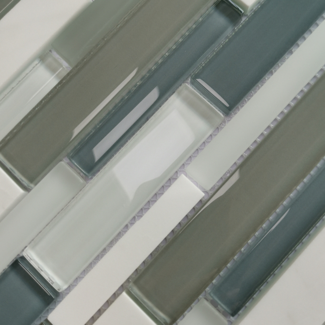 Long Strip Mixed Size Color Crystal Glass Mosaic Tile