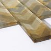 Gold Wallpaper Subway Straight Edge Brick Glass Kitchen Backsplash Crystal Glass Mosaic TIles For Sale Glass Mosaic Supplier