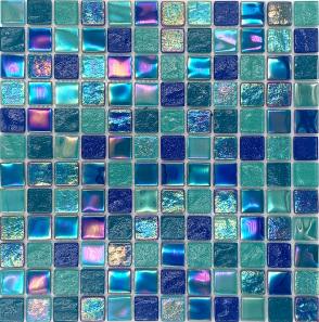 Blue Crystal Iridescent Glass Mosaic Floor Tiles Bathroom Tiles Swimming Pool Mosaic glass