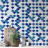 Blue And White Fan Shape Fishscale Porcelain Swimming Pool Mosaic Tiles